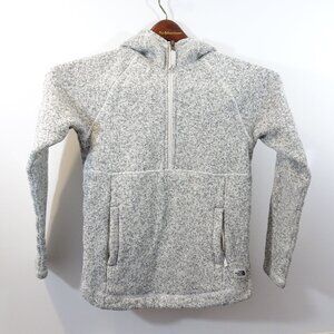The North Face 1/4 Zip Fleece Sweater Girl M 10-12 Gray Pull Over Kangaroo Pocke